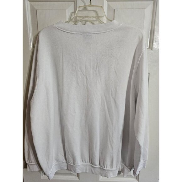 Vintage BonWorth Womens XL White Floral Embroidered Fleece Sweater Preppy Cozy - Picture 4 of 6